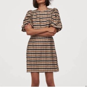 Plaid Puff Sleeve Dress